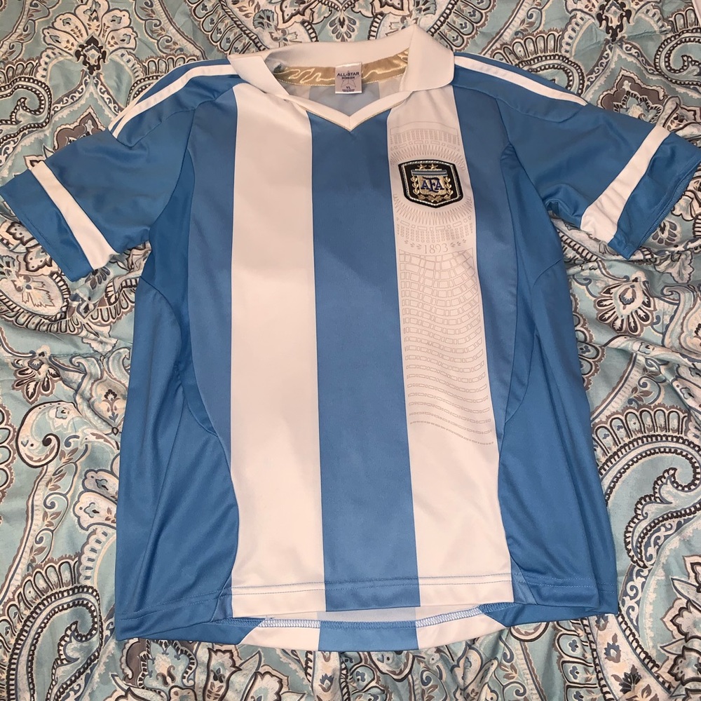 Blue and white jersey
